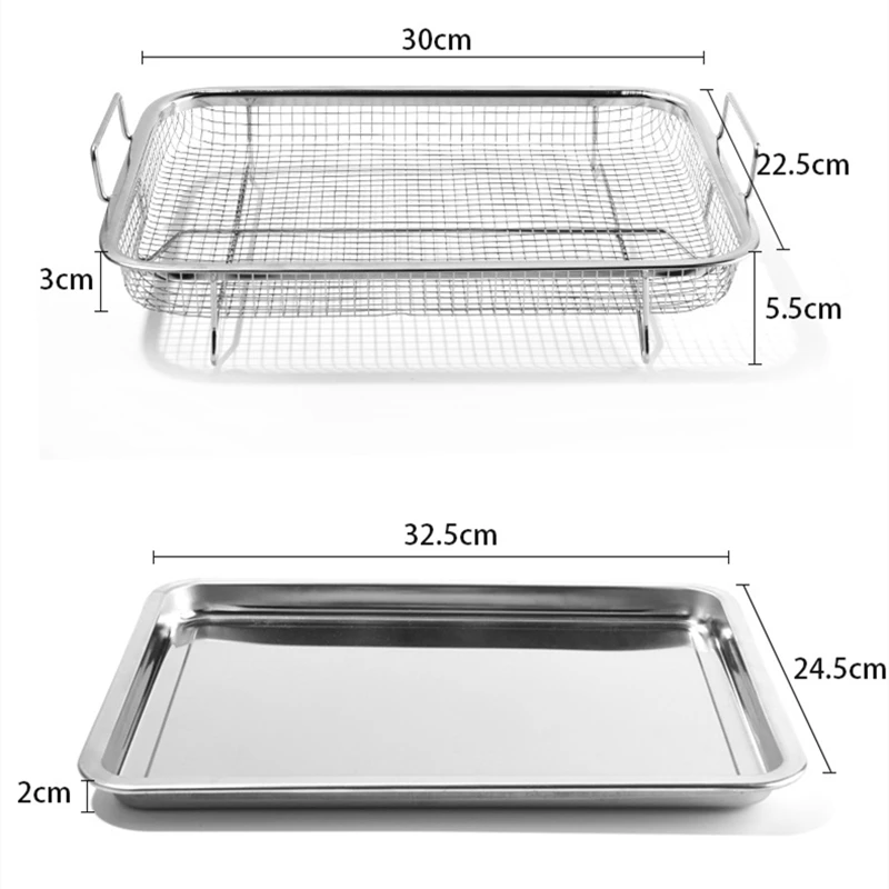 Air Fryer Basket for Oven Stainless Steel Crisper Tray Baking Pan