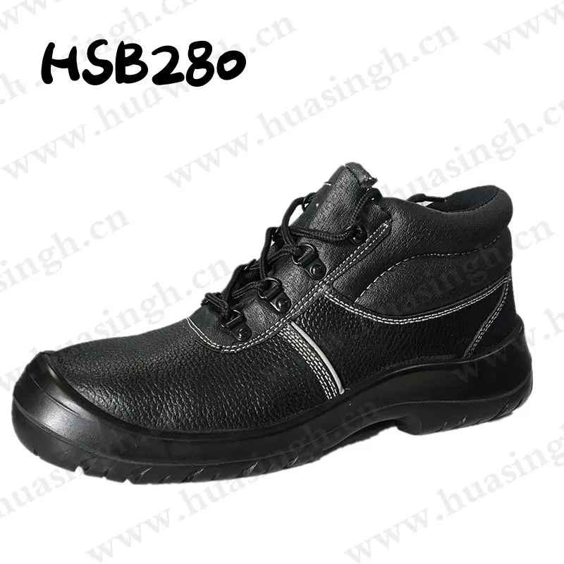 Rwh,anti-puncture Steel Toe Insert Black Color Safety Shoes Natural Barton Printed Leather Upper Work Shoes HSB280