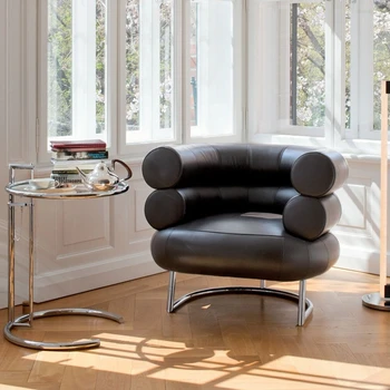 Modern Simple Set Designer Living Room Single-seat Sofa Armchair Innovative Tyre Bibendum Leather Metal Leisure Sofa Chair