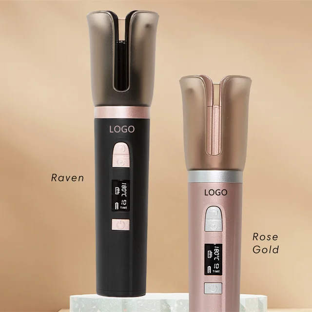 Automatic Cordless Hair Curler Rechargeable Tourmaline 6-Temp Timer Fast Heating Hair Styling Iron