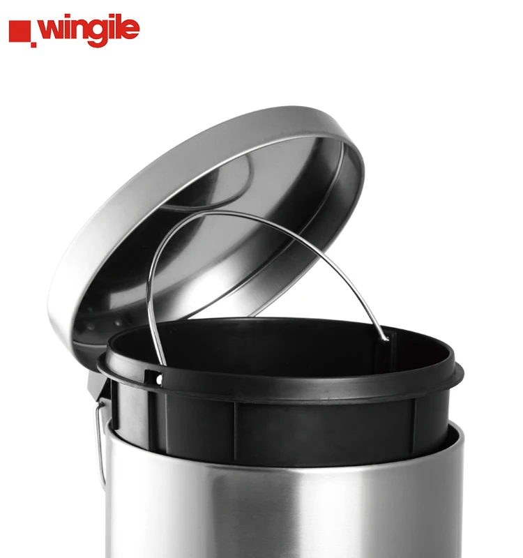 Factory Price BSCI Certification Recyclable Pedal Bin Round Stainless Steel Matt Finished 3L/5L/12L/20L/30L