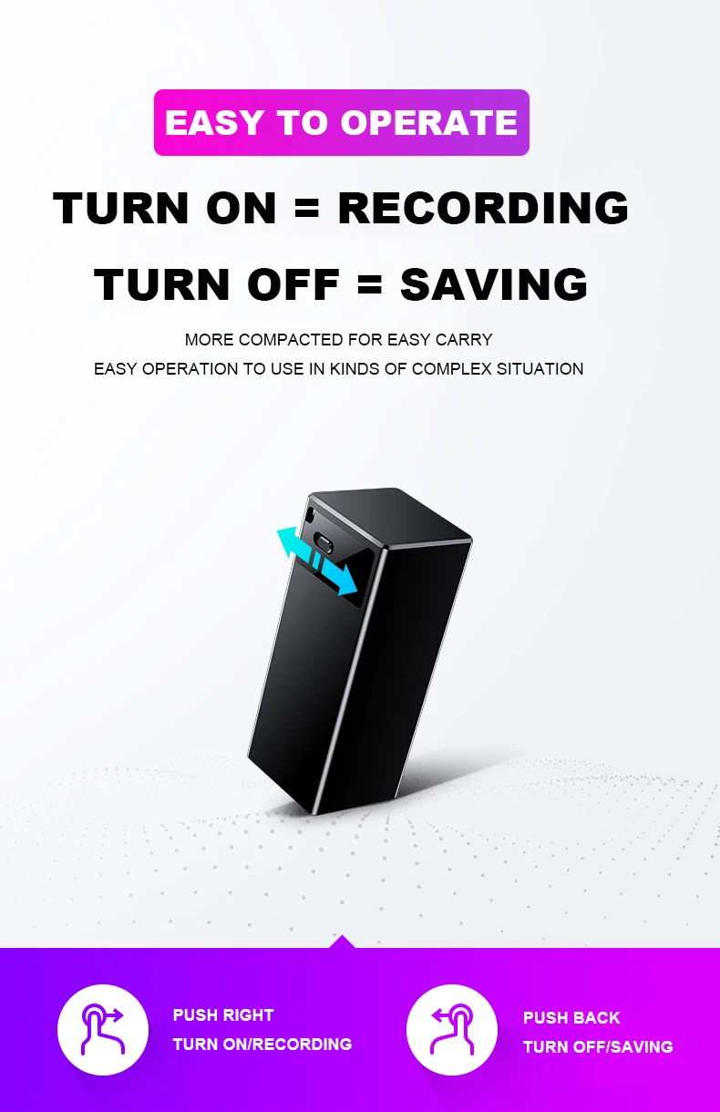 Supper Memory Capacity 128G Long Recording Time Voice Recorder V12 Digital Portable Voice Recorder With Small Body Size