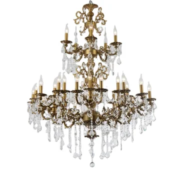 MEEROSEE Luxurious Crystal Chandeliers Antique Bronze Chandelier Lighting for Hotel Project MD3134-L29