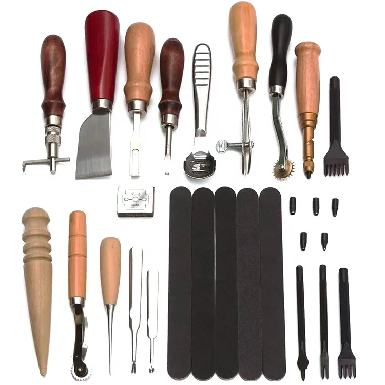 18pcs Leather Craft Kit Set Tool Leather Working Punch Stitching