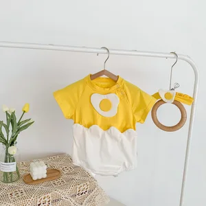 Trendy Unisex Cotton Baby Romper Summer Short-Sleeve Jumpsuit Casual Style ODM Supply