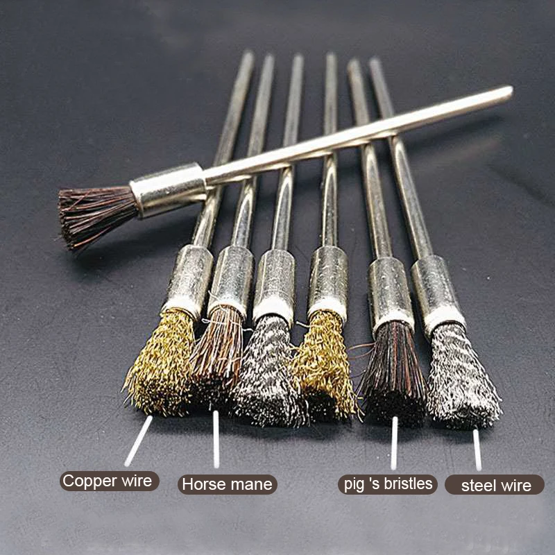 Customized material stainless steel copper bristle horse hair wire brush with rod