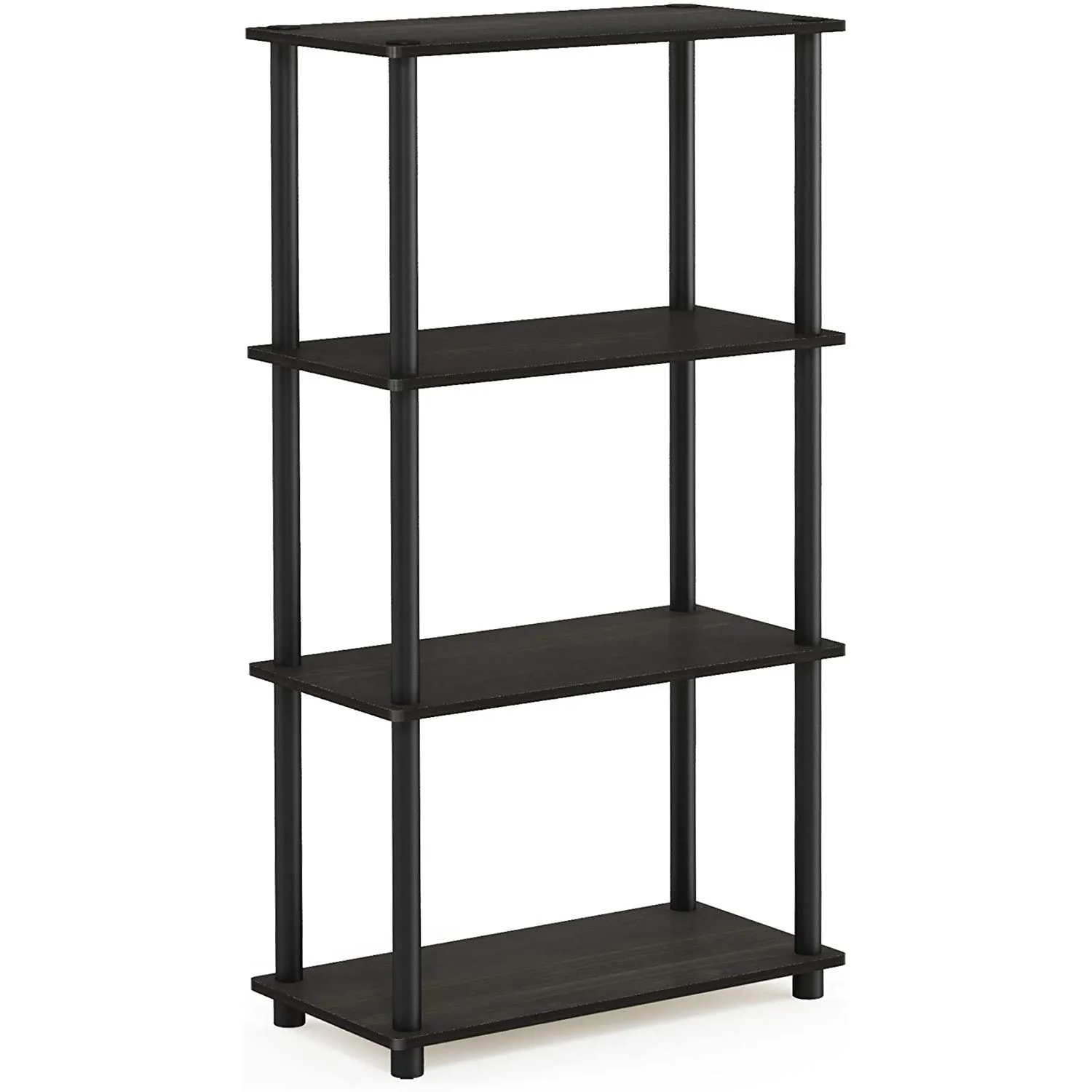 Black Turn-N-Tube 4-Tier Multipurpose Shelf Display Rack for Home Office Storage