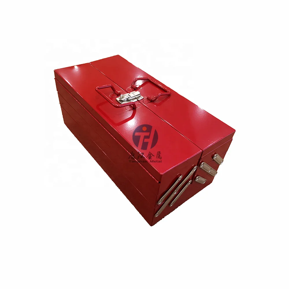 3 Layers Portable and Collapsible Metal Iron Cantilever Toolbox with 5 Trays