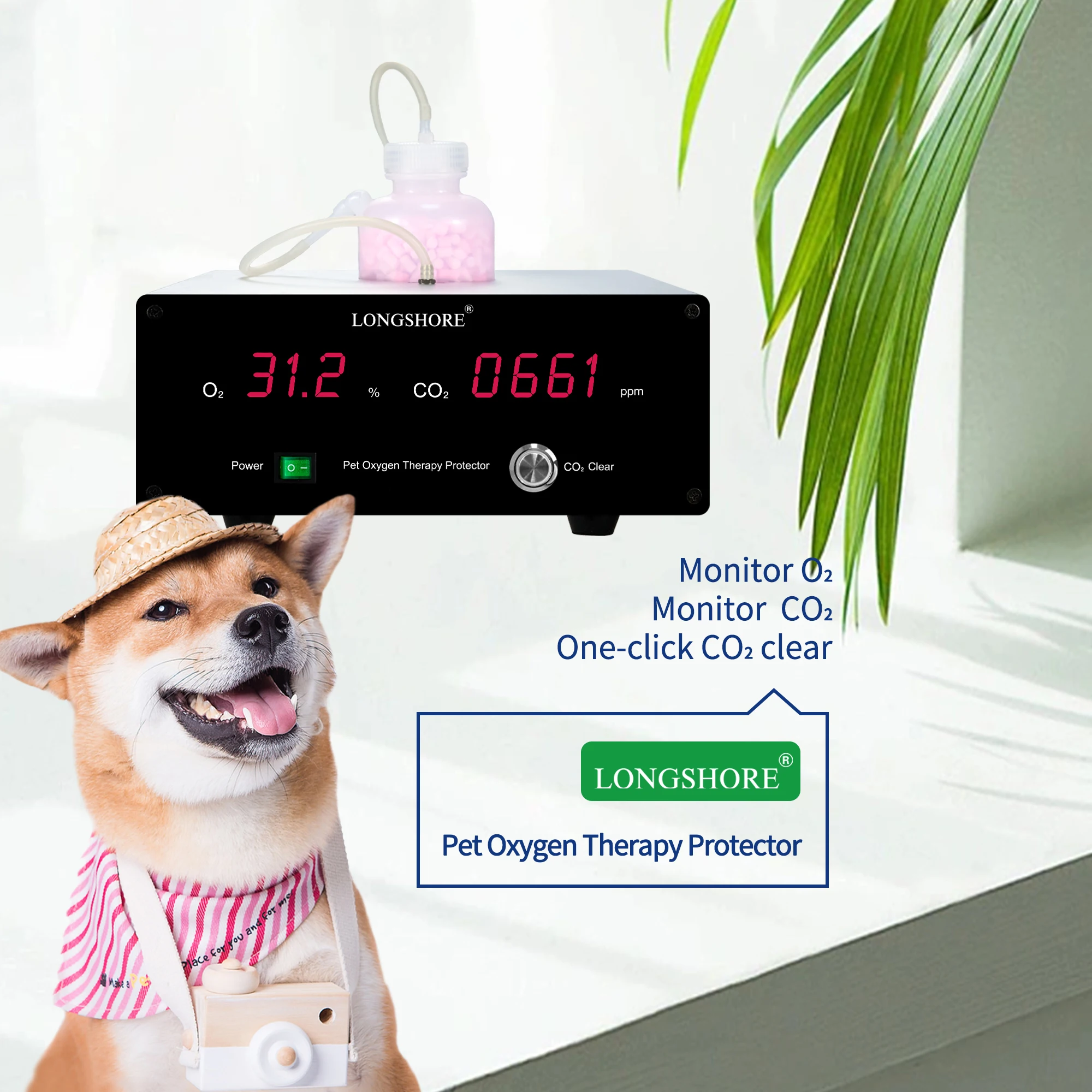 Veterinary O2 Monitoring / C02 Clear Machine For Pet Healthcare For
