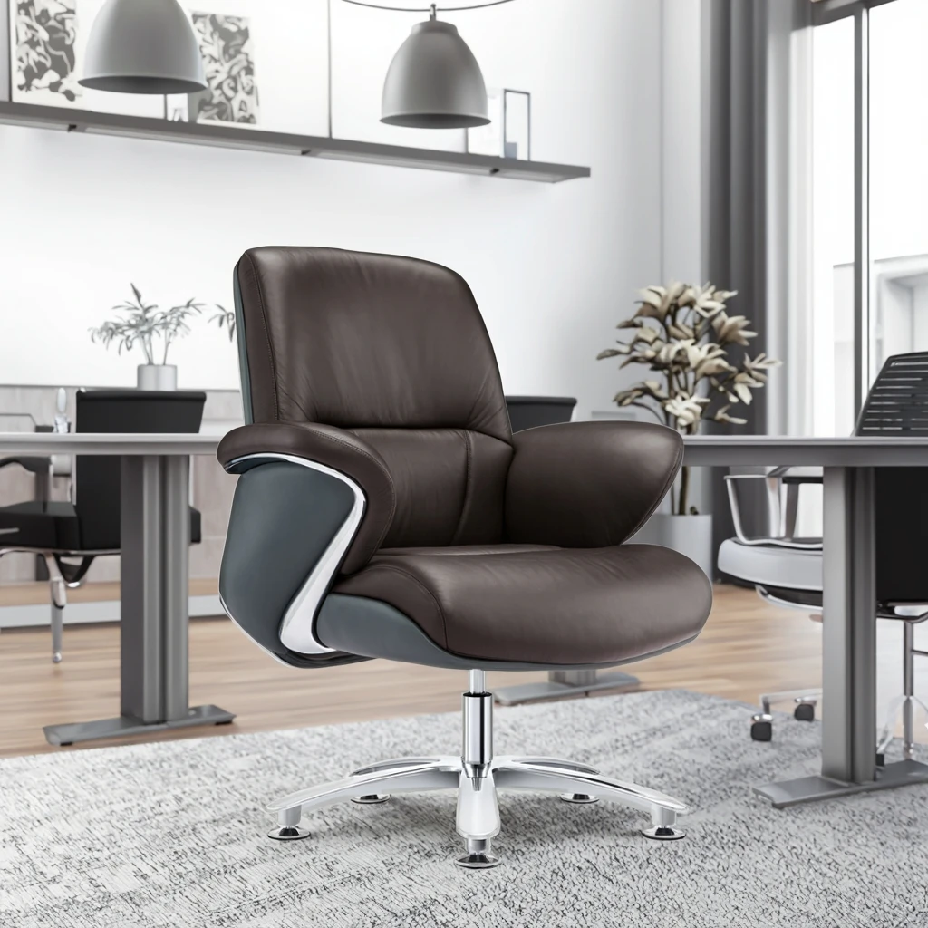 Executive Fixed Base Chair Removable Headrest Aluminum Trim Corporate Lobby Furnishing 6