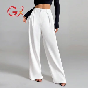 GX25012 New Fashion Straight Cargo Trouser Casual Street Wear High Waist White Women Pants