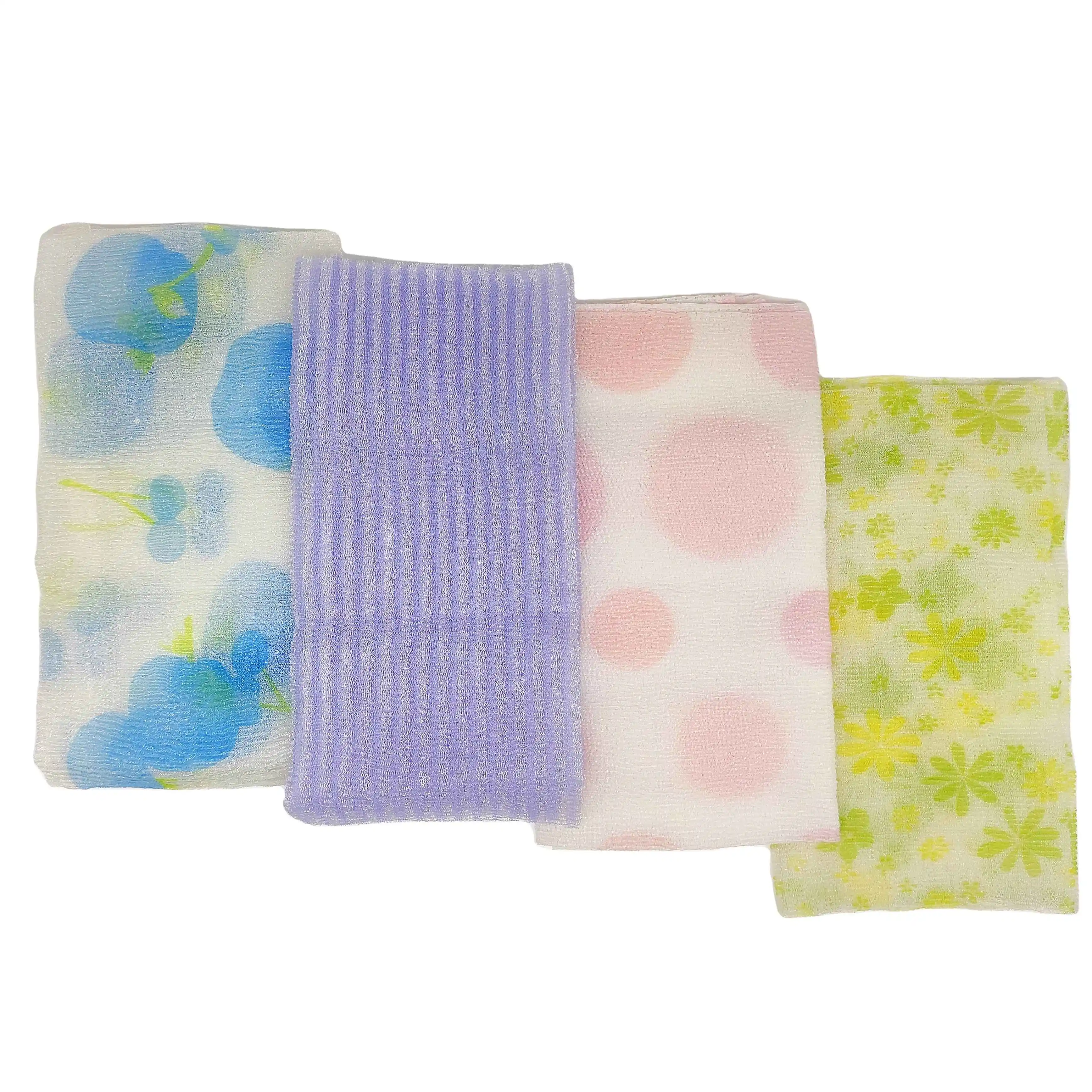 Long Nylon Korean Japanese Bath Scrub Towels Exfoliating Body Wash