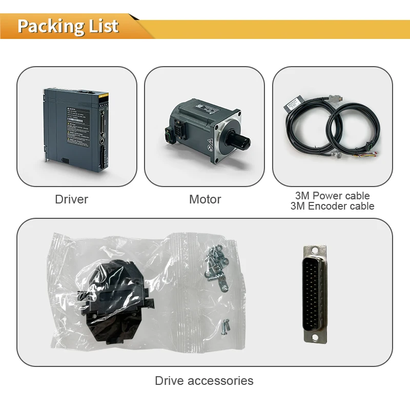 High-Speed 220V EtherCAT AC Servo Motor Single-Phase 3000rpm 200W with Waterproof Servo Drive Kit for Automation Industry