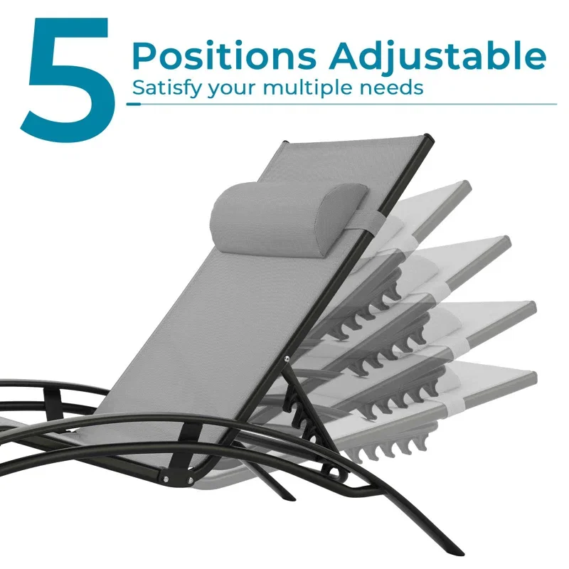 Leisure Outdoor Furniture Garden Patio Sun Lounger Chaise Lounge Potable Set Aluminum Fabric Swimming Pool factory