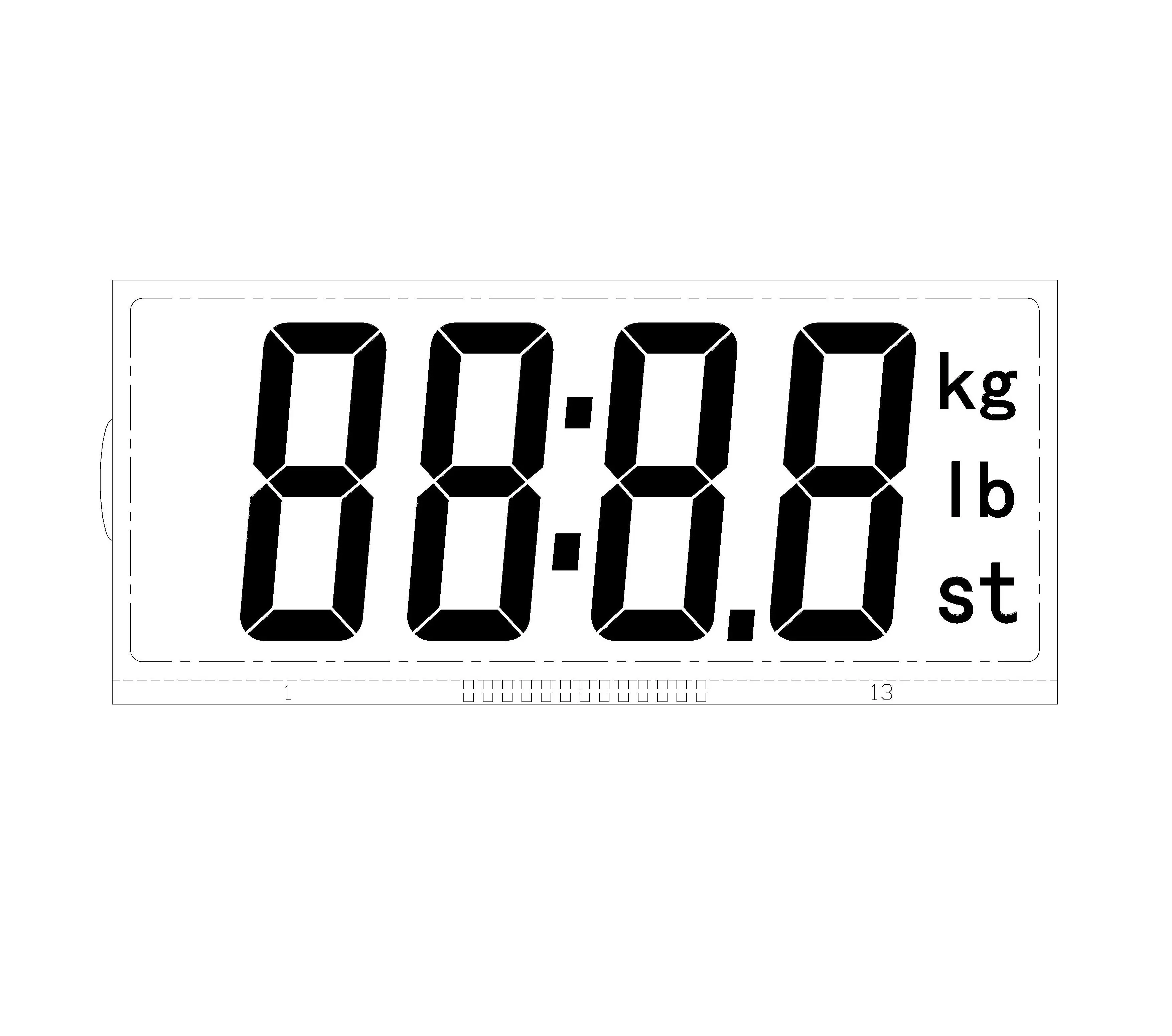4 digit 7 segment liquid display electronic scale TN LCD panel glass 3V zebra  number lcd seven segment
