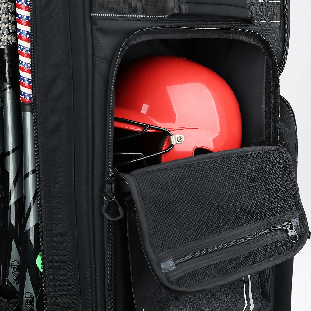 Large Storage Capacity Baseball Kit Bag Long Trolley Slowpitch Softball Gear Cooler Roller Equipment Bag with Wheels for Catcher