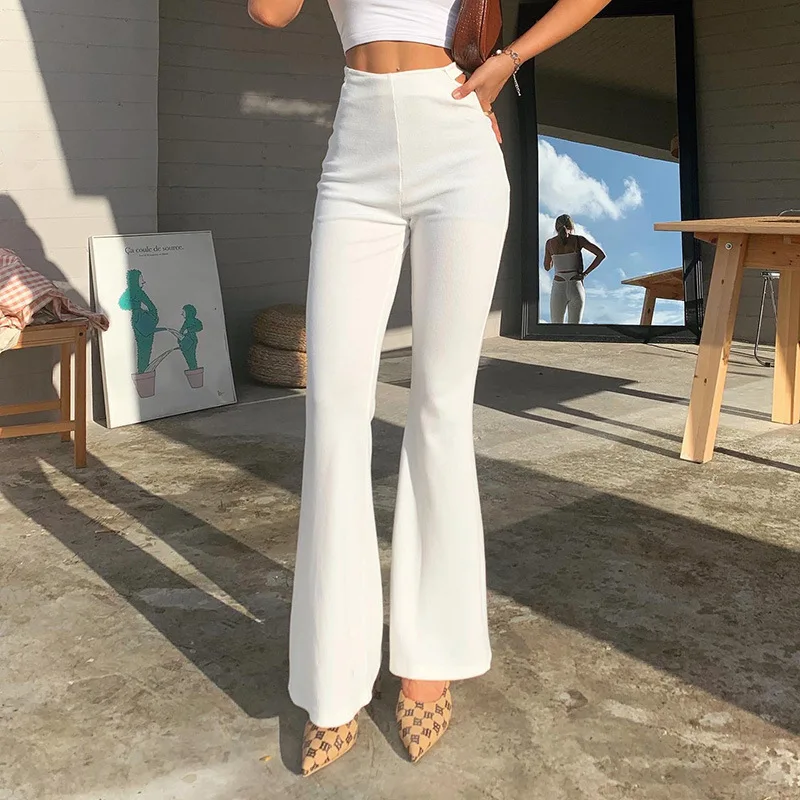 bnew white flare pants, Women's Fashion, Bottoms, Other Bottoms on Carousell