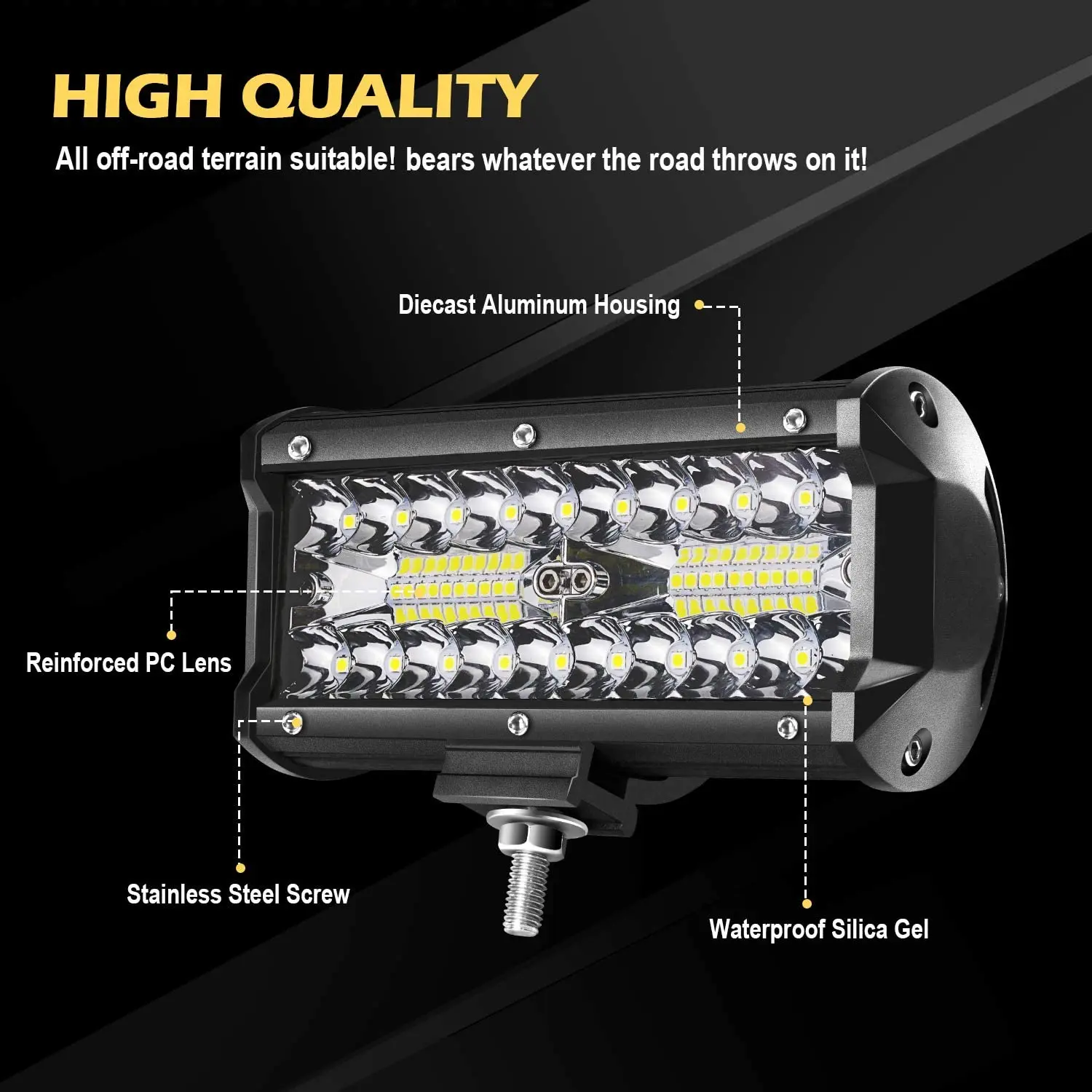 7inch 120w Led Light Bar 12v Offroad Accessories 4x4 Car Trucks Flood ...