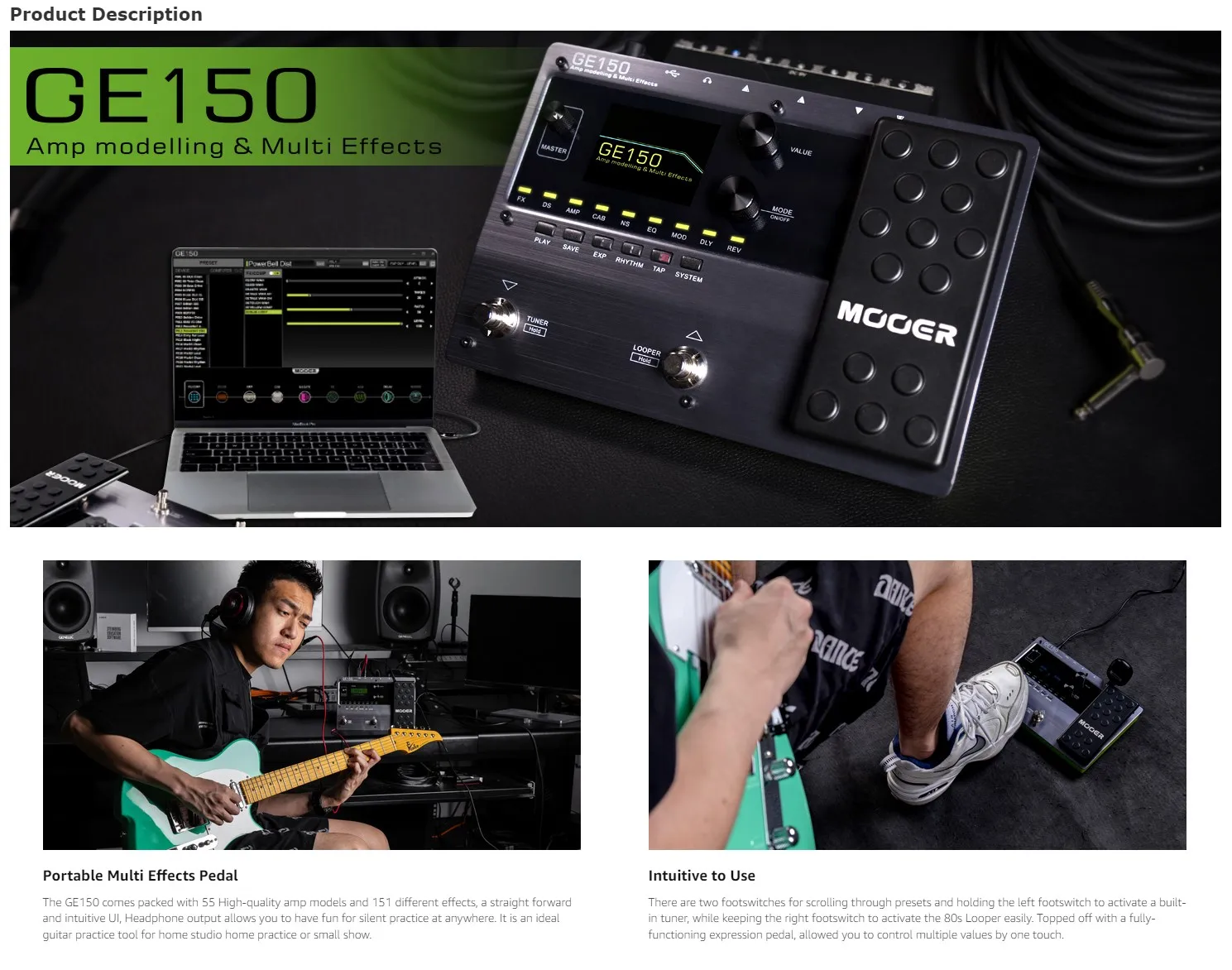 Mooer Ge150/ge150 Amp Modeling Multieffect Pedals Guitar Processor