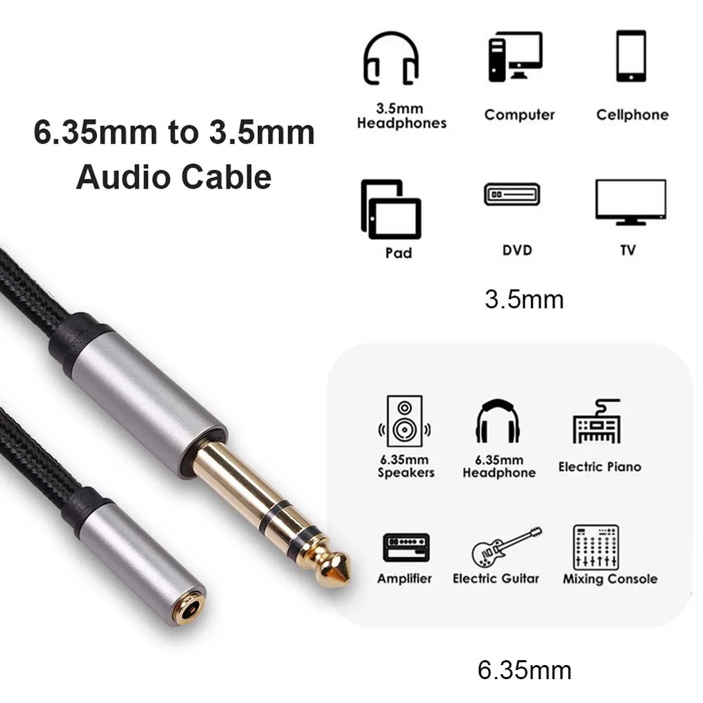 Scala Piccola Cavo Audio Stereo Jack 6,35 Mm A 3,5 Mm - Qualità Professionale, Lunghezza 1m O 2m, Schermato Adattatore Jack 1/4 A 3.5 - Foto 10