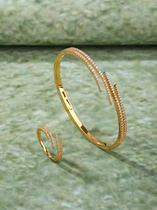 Antique Brass Bracelet and Ring Set, Vintage Style Jewelry for Women, Gift Box Set