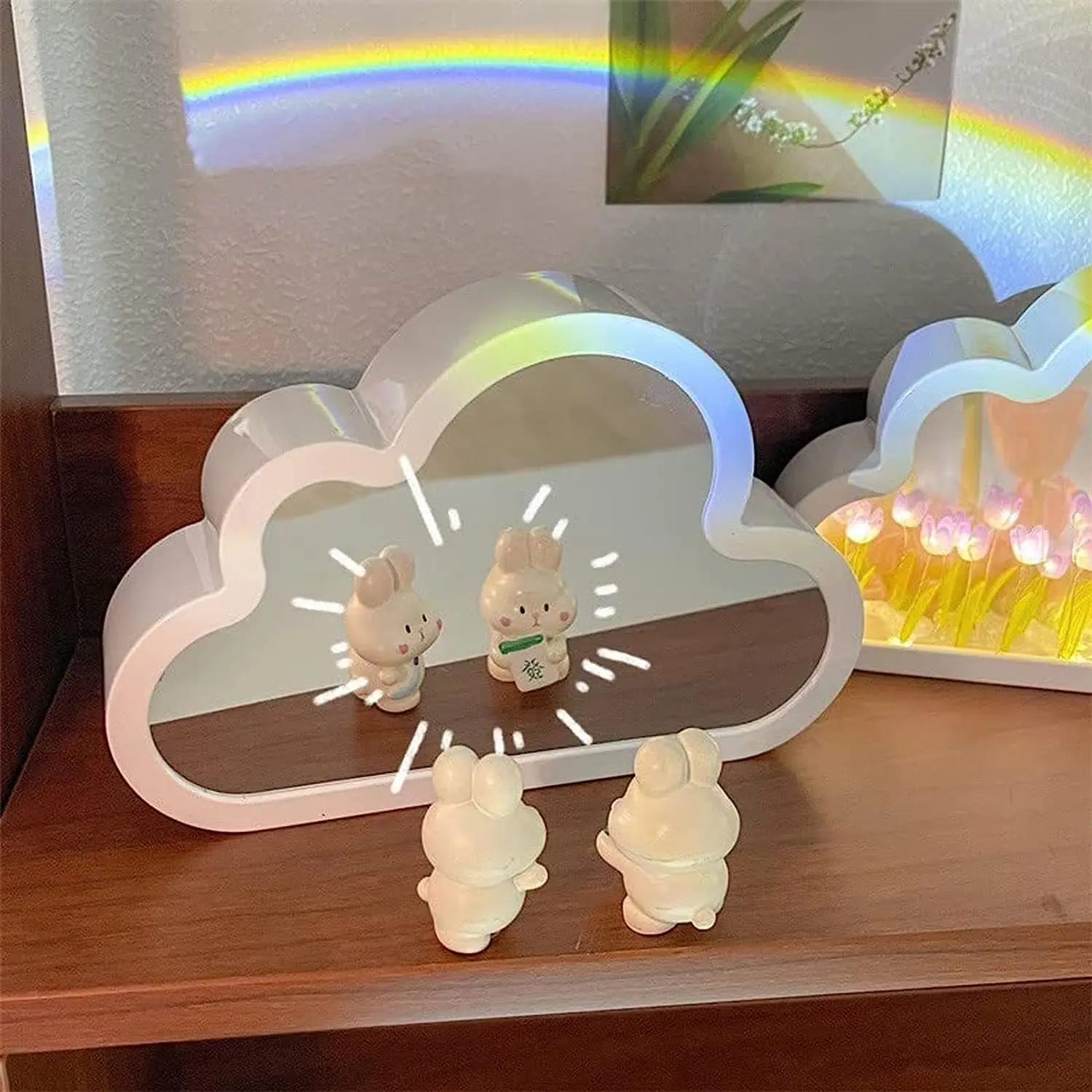 Tulip Night Light Cloud Mirror Tulip Lamp Diy Tulips White Clousd Lamp In Led Flower Table