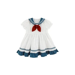 YOEHYAUL Lolita-style Navy Lapel Sailor Ready Made Kids Dress Manufacturers Custom Logo Sweet Toddler Baby Girls Dresses Summer