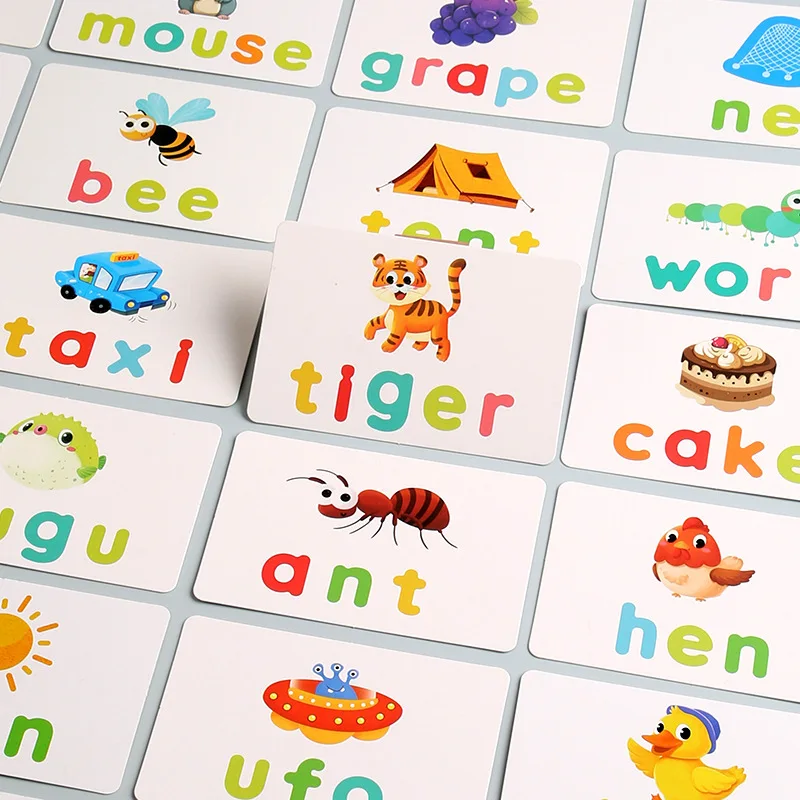 新作アルファベットABC学習 教育玩具 木製パズル フラッシュカード 幼児向けアクティビティ文字綴りゲーム 子供・幼児向け