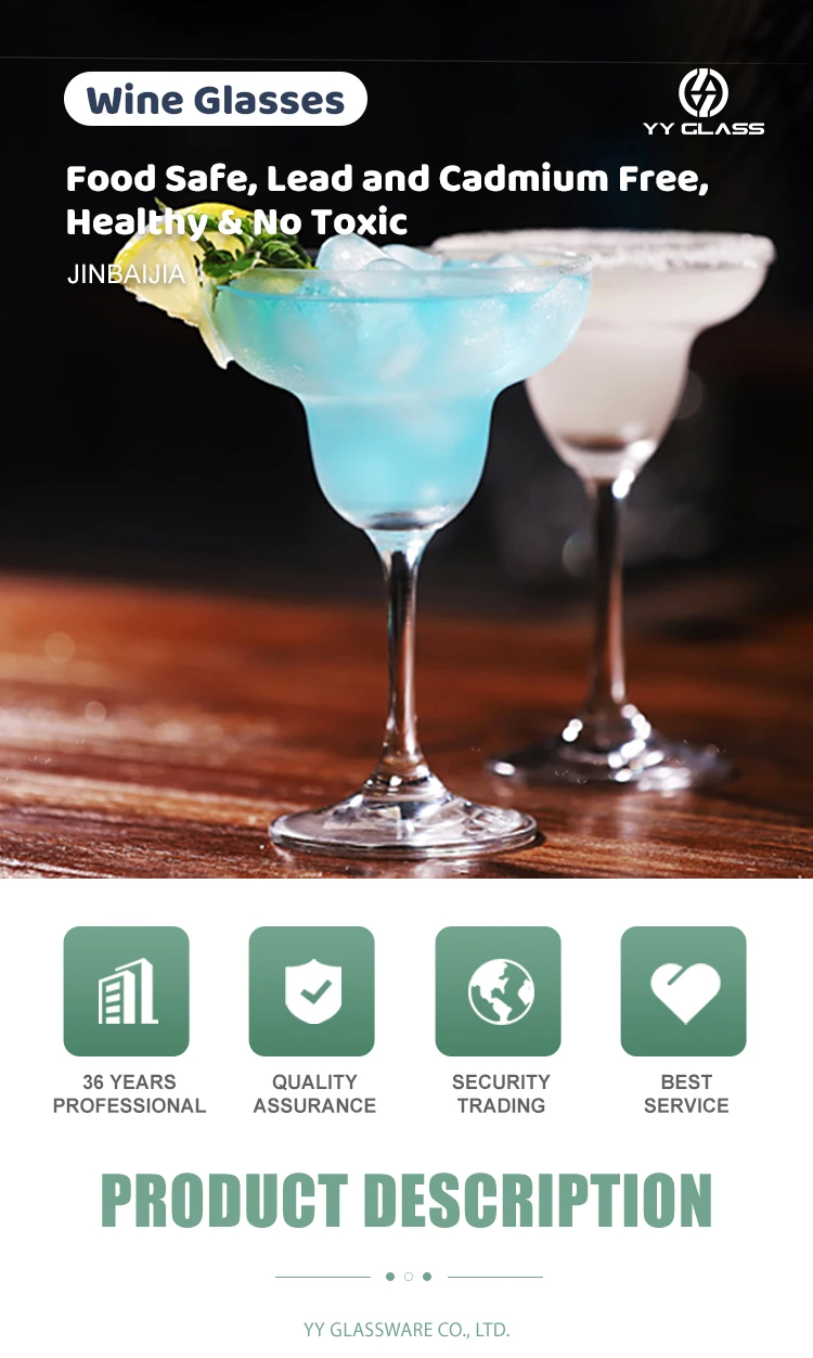 Jinbaijia Factory Price Long Stem Clear Large Margarita Cups Cocktail