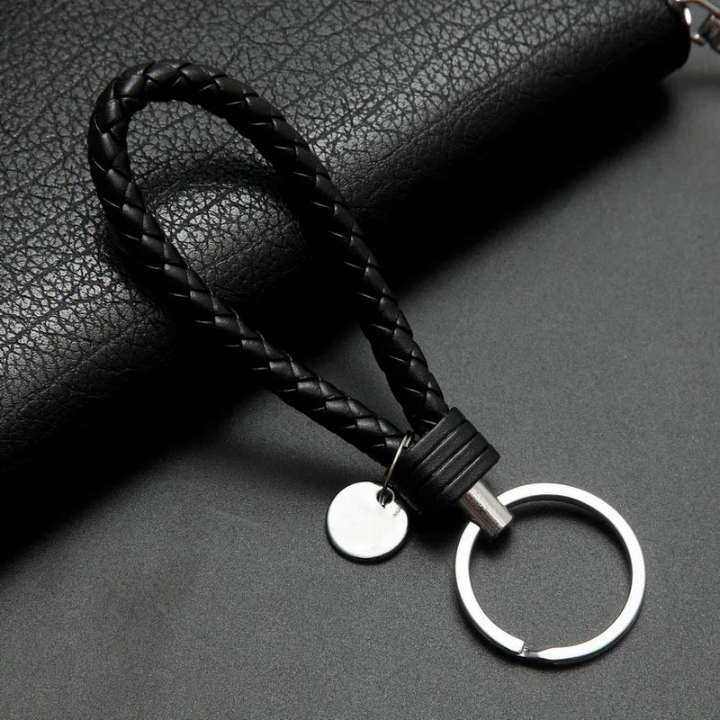 PU Leather Keychain Holder Braided Woven Rope Key Chain Keyring Handmade Pendant Wrist Keychain
