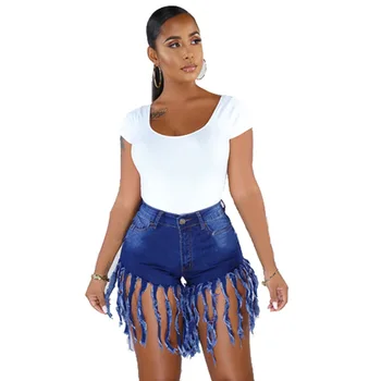 Spring 2024 American Amazon European and American Trend Jeans Spot Foreign Trade Tassel Denim Shorts Women