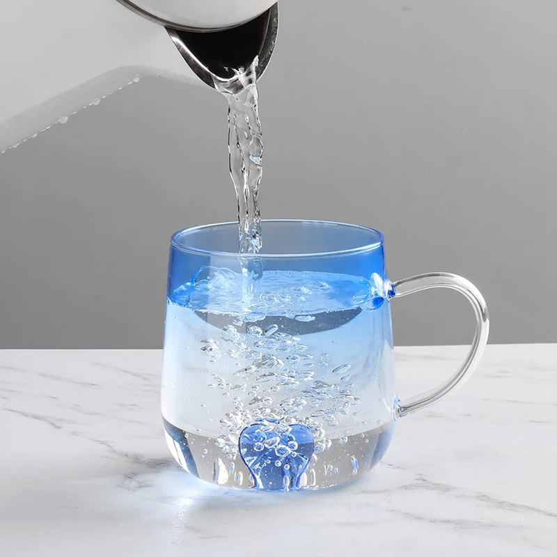 17oz/500ml High Borosilicate Glass Heart Design Drinking Glasses Mug