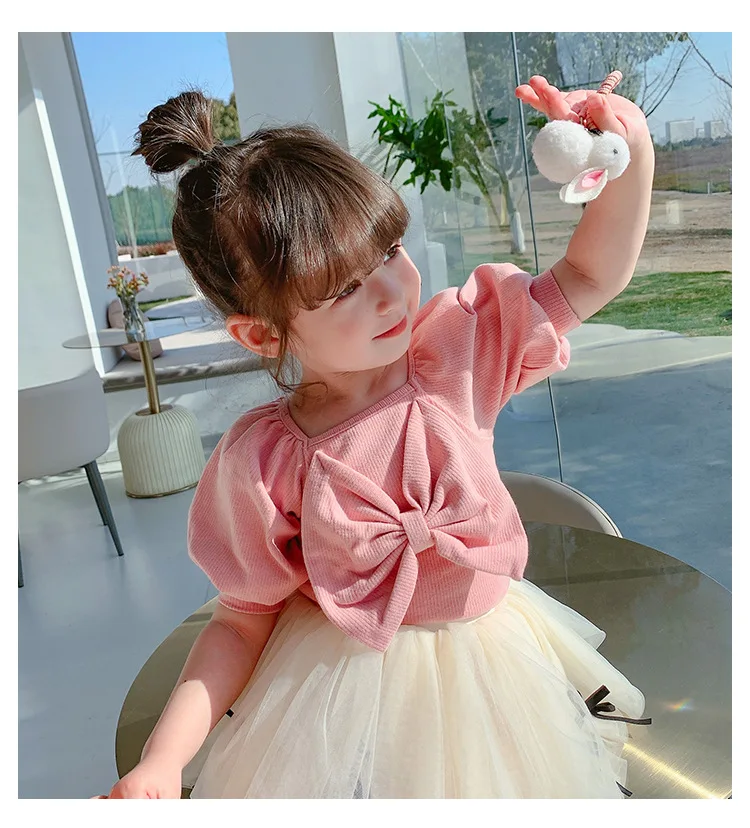 2 Piece Set of Kids Clothing in Pictures Black Breathable Anti Shrink Lace  Dress With Bow Tie for Baby Girl in Summer