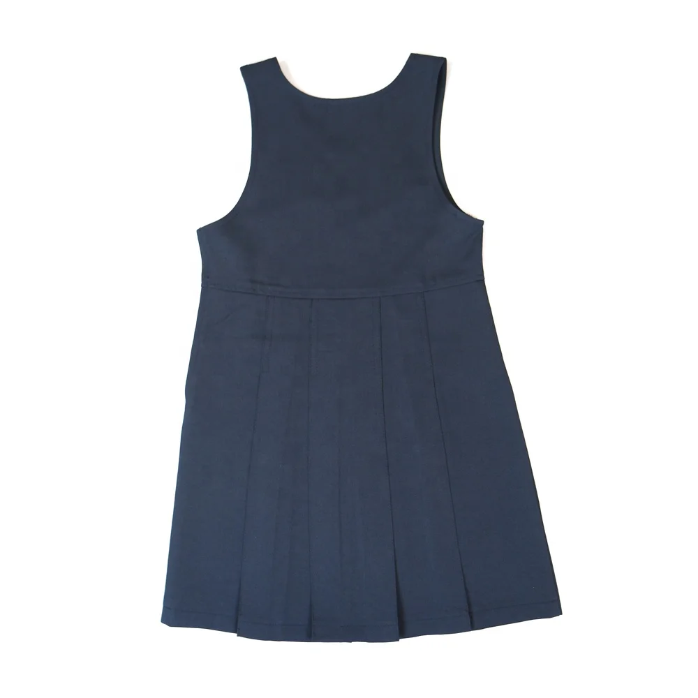 knee length dresses for ladies Girls - Navy Blue Cotton Flax Pinafore Midi Wrap Dress Custom Size (Free) / 4'4"