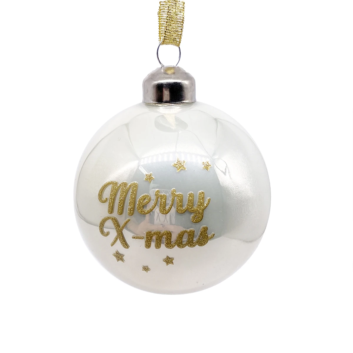 China custom made 80mm hanging decal sticker glass ball Christmas tree ornaments factory