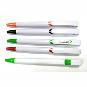 White Click Ballpoint Pen Customized logo Advertising Promotional Plastic Pen