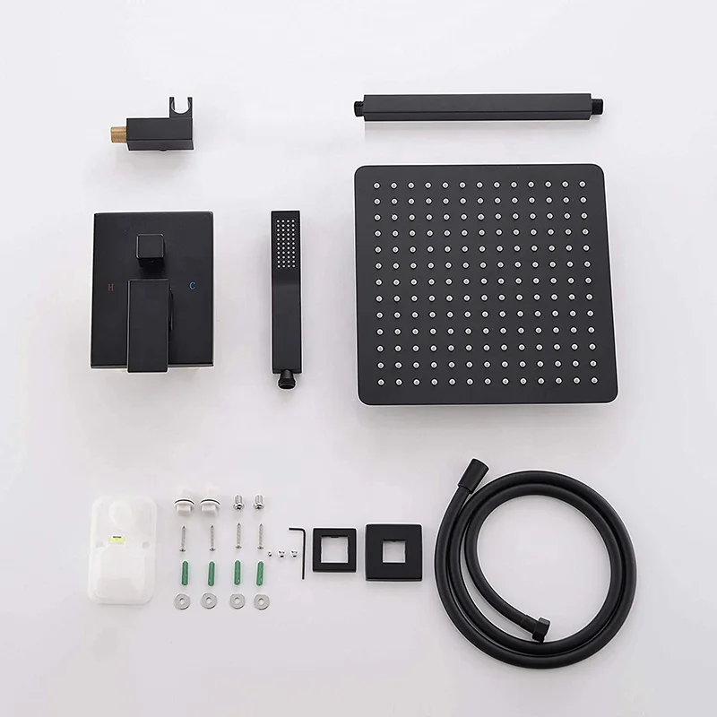 Потолочный Душ приспособление, украшенное мозаикой из драгоценных камней, 12 дюймов осадков насадки для душа и ручной насадки для душа Ванная комната душевой кран Набор отделка комплект со смесителем клапан