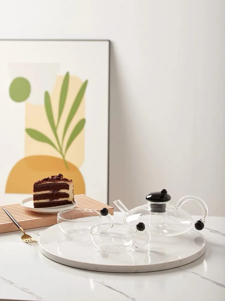 Heat Resistant Heated By Gas Stove Flat High Borosilicate Glass Teapot