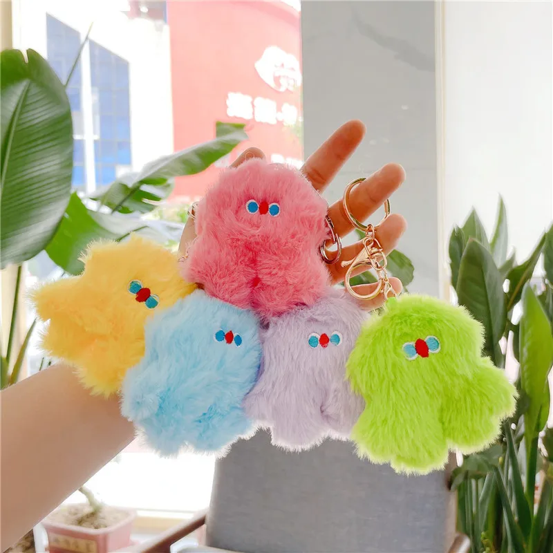 Soft Stuffed Plush Key Chains Mini Animal Toys Cartoon Doll Bag Key Chain Cute Fur Little Monster Keychain for Girls