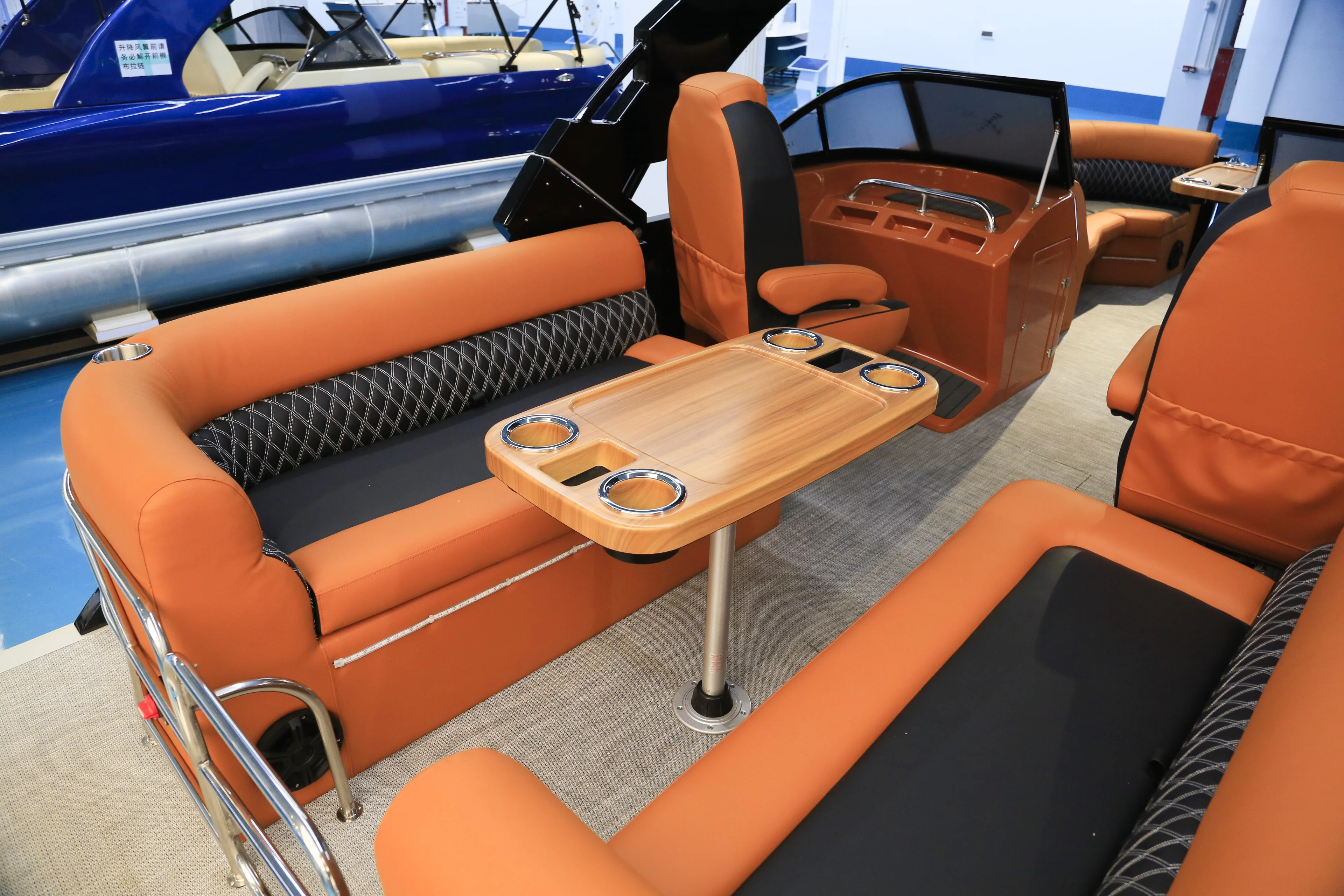2025 Kinocean 22ft Fiberglass Fence Luxury Yachts Sport Pontoon Boat With Outboard Motor for Sale