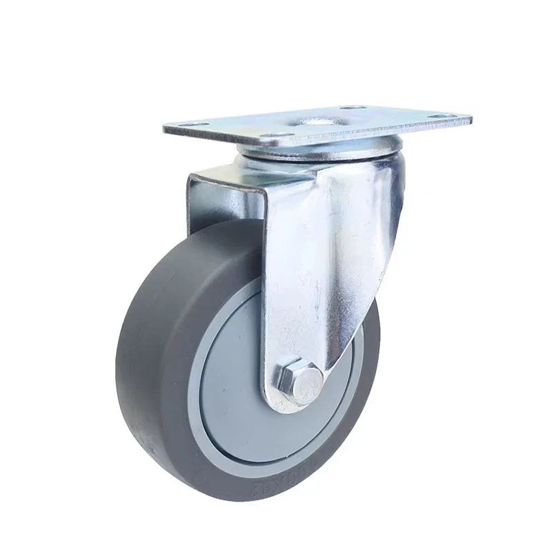 Flat Gray Directional Universal Brake Wheel 3inch 4inch 5inch TPR Soft Silent Caster Wheel Noise Reduction Shock Absorption