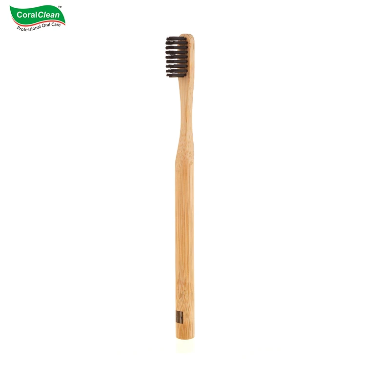 CoralClean Engraving Printing Private Label Brand Names Round Handle Bamboo Natural Organic Economical Toothbrush