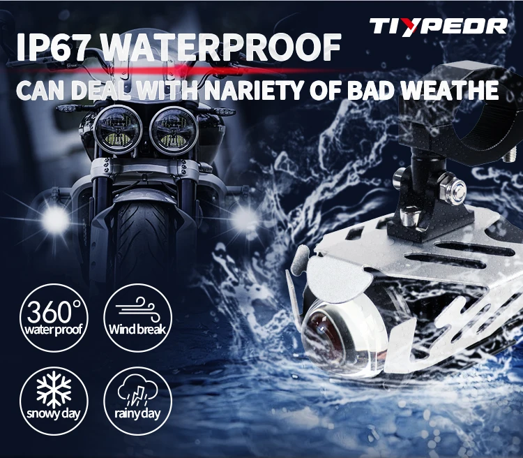 TIYPEOR Wireless Switch Motorcycle Auxiliary Headlight High Power High/Low Beam Super Bright Spotlight Devil Eye For Motorbike details
