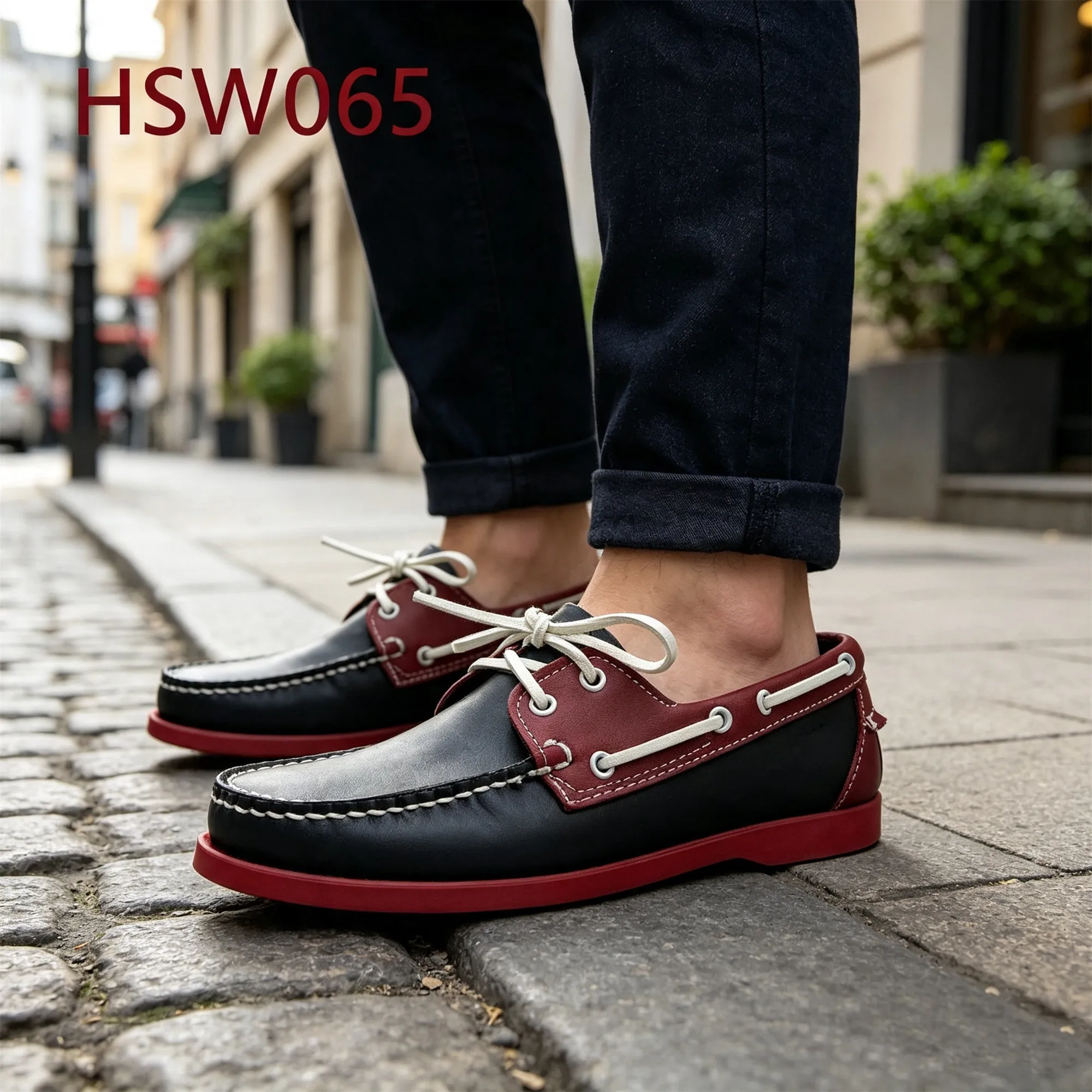ZYF,Outdoor Activities Expert Stitching Black&bordo Red Boat Shoes Lace up Style Anti-odor Hua Singh Peas Shoes for Kids HSW065