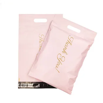 Pink mail Custom logo Printed Courier Shipping Package Postage Parcel mailing bags poly mailers Bag with handle