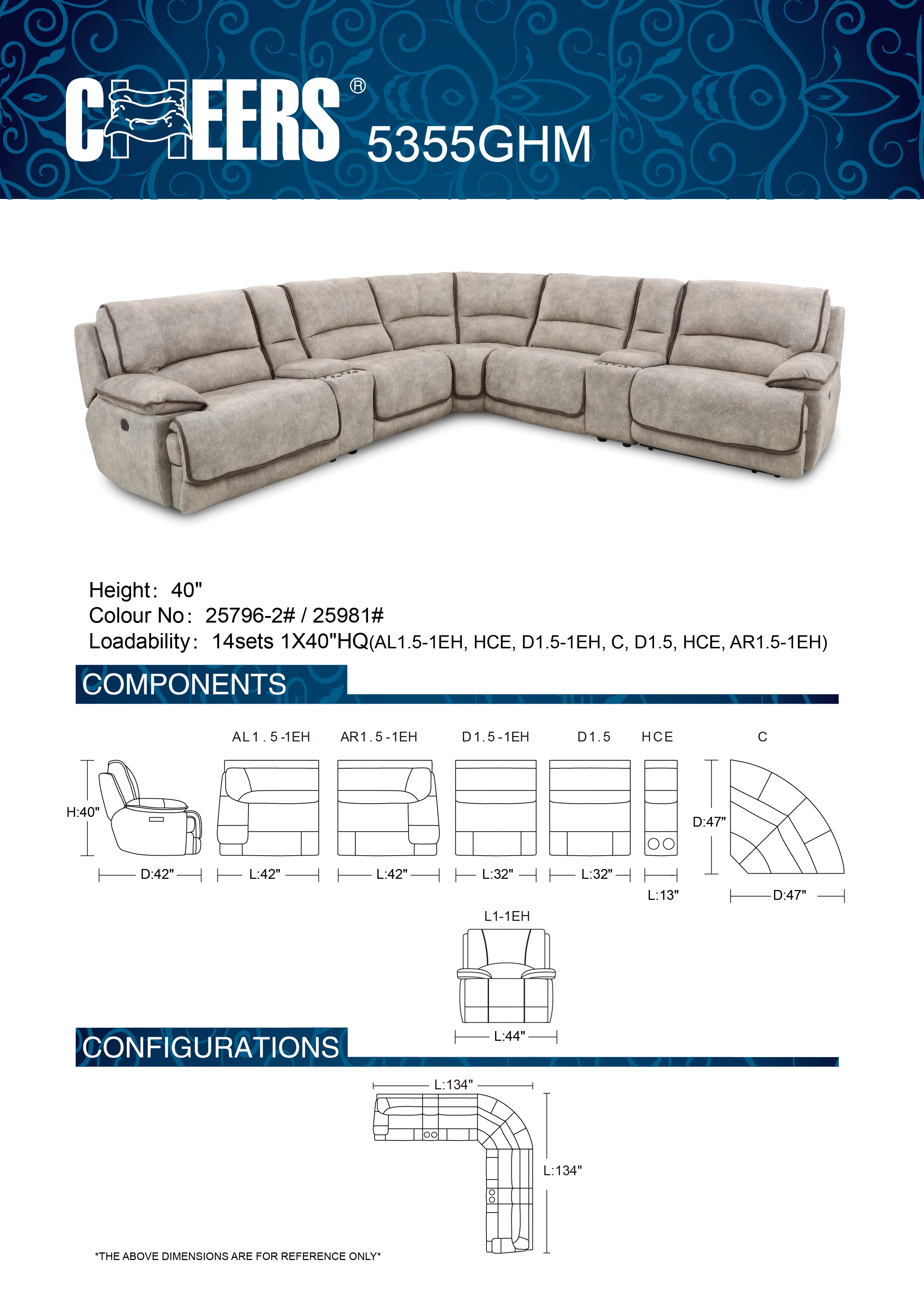 Argento 6 deals piece sectional