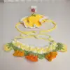 Yellow lily of the valley bib, yellow flower hat