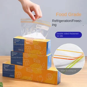 Anqin Recyclable PE Frozen Sealed Bag Food Grade Double Rib Thick Wide Bottom Household Food Refrigerator Storage Bag