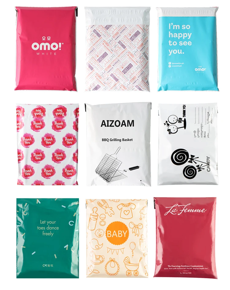 Custom Logo Printed Red Express Packaging Polybag Factory Custom Printed Design Colored Shipping Bag Logo for Mailing Bags