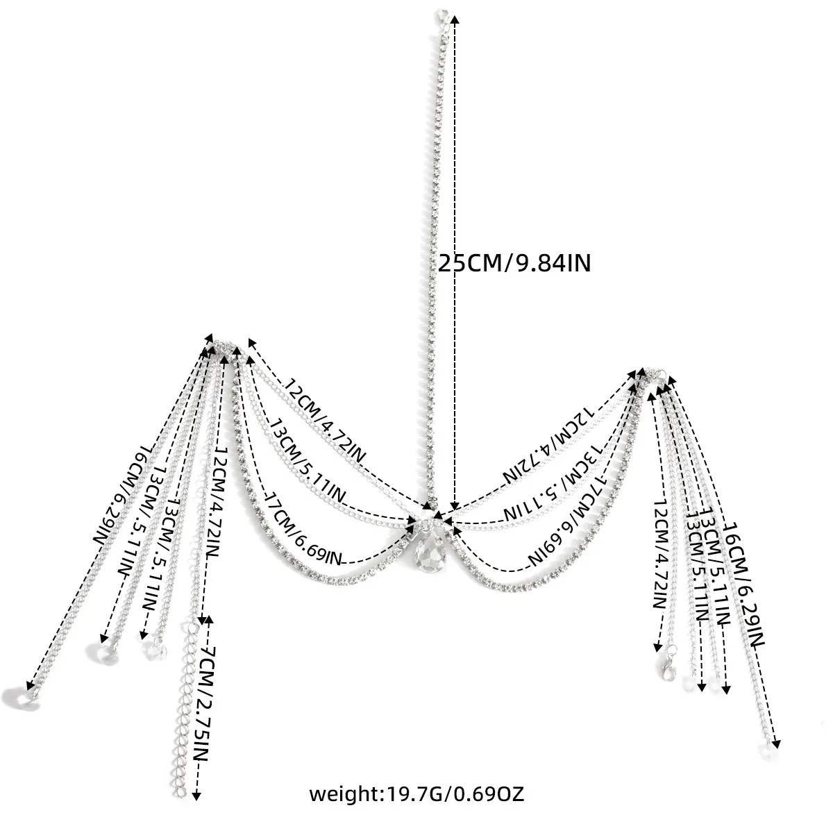 Gioiello Per Capelli Da Sposa Bohémien Con Cristalli A Goccia - Accessorio Cristallo Per Acconciature Donna, Regalo Romantico Unico
